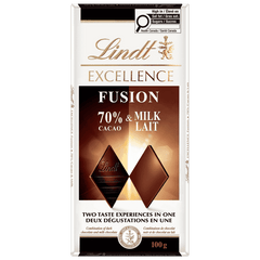 Lindt EXCELLENCE Fusion 70% Dark Cacao & Milk Chocolate Bar, 100g
