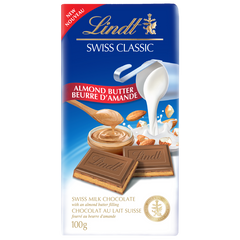 Lindt SWISS CLASSIC Milk Chocolate Almond Butter Bar, 100g