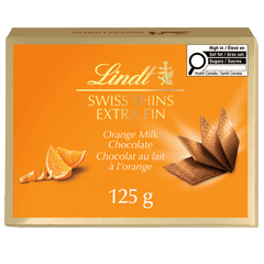 Lindt Swiss Thins Orange Milk Chocolate Box, 125g