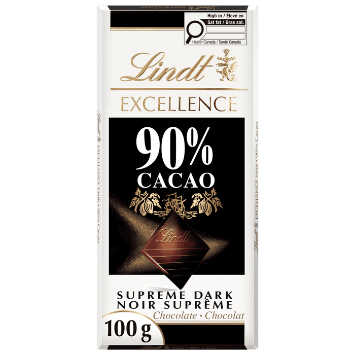 Lindt EXCELLENCE 90% Cacao Dark Chocolate Bar, 100g