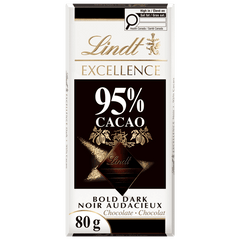 Lindt EXCELLENCE 95% Cacao Dark Chocolate Bar, 80g