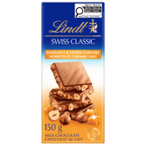 Lindt SWISS CLASSIC Milk Chocolate Hazelnut Salted Caramel, 150g