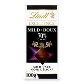 Lindt EXCELLENCE Mild 70% Dark Chocolate Bar, 100g