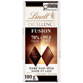 Lindt EXCELLENCE Fusion 70% Dark Cacao & Milk Chocolate Bar, 100g