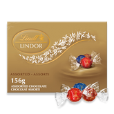 Lindt LINDOR Assorted Milk and Dark Chocolate Truffles Box, 156g