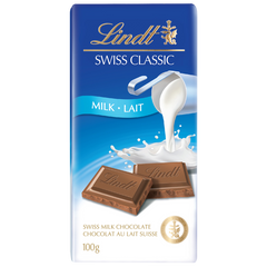 Lindt SWISS CLASSIC Milk Chocolate Bar, 100g
