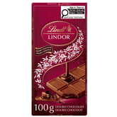 Lindt LINDOR Double Chocolate Bar, 100g