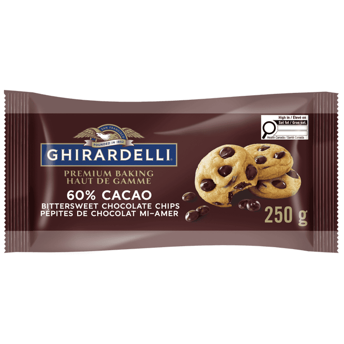 GHIRARDELLI 60% Cacao Bittersweet Chocolate Baking Chips Bag, 250g