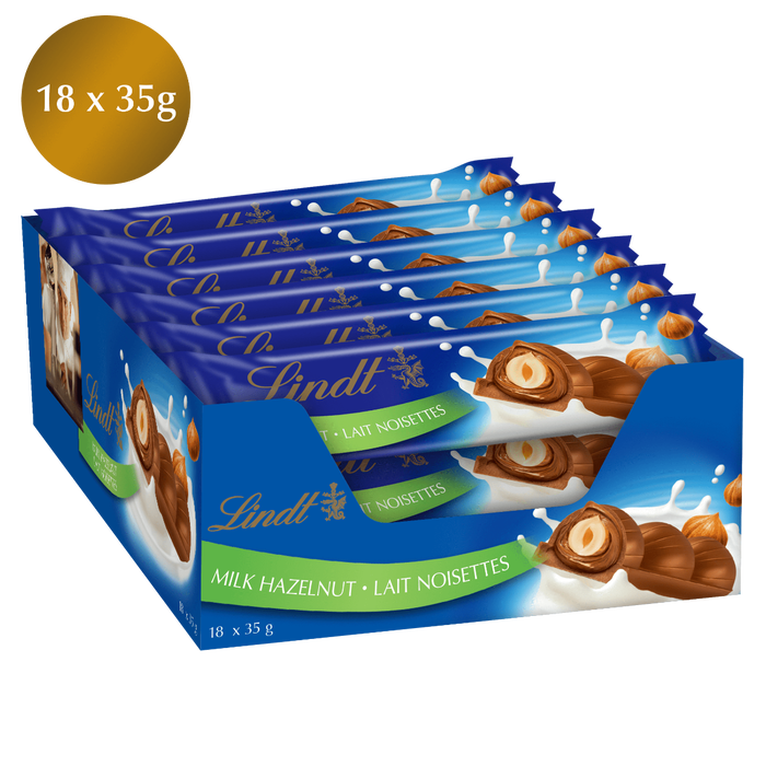 Lindt SWISS CLASSIC Milk Whole Hazelnut Chocolate Stick Case Pack 18 x 35g