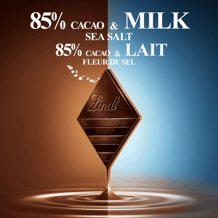 Lindt EXCELLENCE Fusion 85% Cacao Sea Salt & Milk Chocolate Bar, 100g