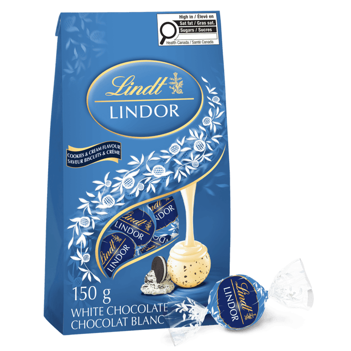 Lindt LINDOR Cookies & Cream Flavour White Chocolate Truffles Bag, 150g