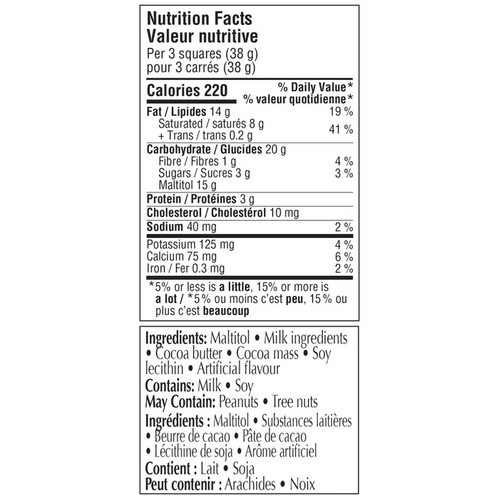 Lindt No Sugar Added Milk Chocolate Bar, 100g