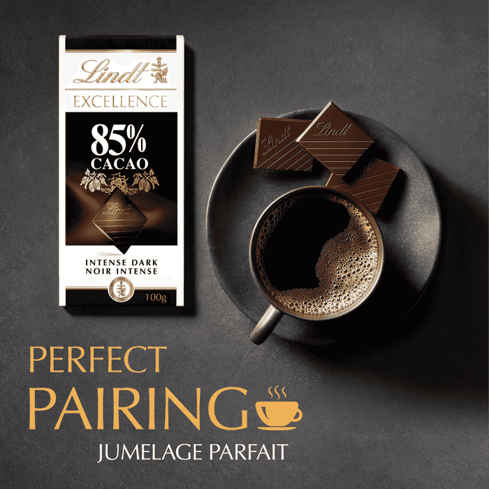 Lindt EXCELLENCE 85% Cacao Dark Chocolate Bar, 100g