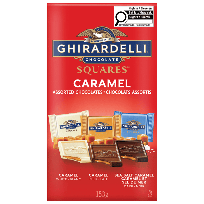 Ghirardelli Caramel Assorted Chocolate Squares Bag, 153 Grams