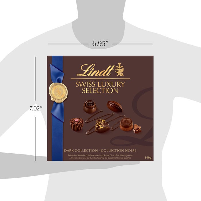 Lindt SWISS LUXURY SELECTION Dark Chocolate Pralines Gift Box, 140g
