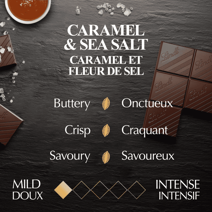 Lindt EXCELLENCE Caramel & Sea Salt Dark Chocolate Bar, 100g