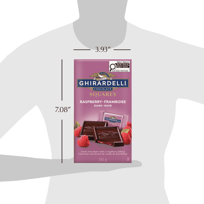 GHIRARDELLI Dark Chocolate Raspberry Squares Bag, 151g