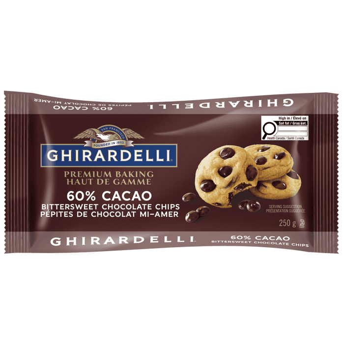 GHIRARDELLI 60% Cacao Bittersweet Chocolate Baking Chips Bag, 250g