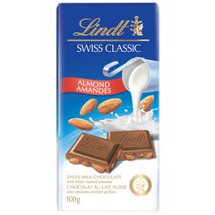 Lindt SWISS CLASSIC Almond Milk Chocolate Bar, 100g