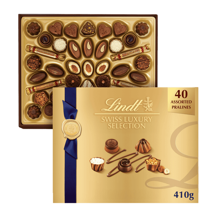 Lindt SWISS LUXURY SELECTION Assorted Chocolate Pralines Gift Box, 410g