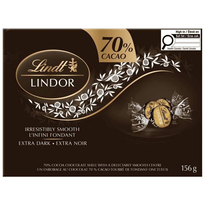 Lindt LINDOR 70% Cacao Dark Chocolate Truffles Box, 156g