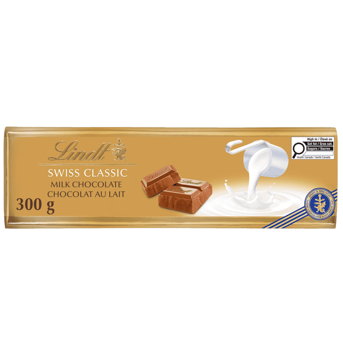 Lindt SWISS CLASSIC Gold Milk Chocolate Bar, 300g
