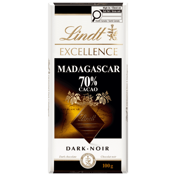 Lindt EXCELLENCE Madagascar 70% Cacao Dark Chocolate Bar, 100g