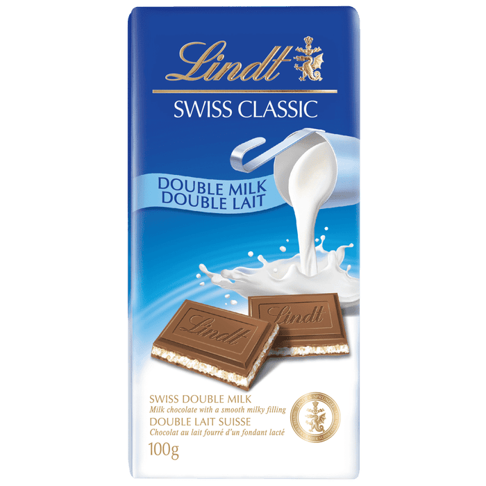 Lindt SWISS CLASSIC Double Milk Chocolate Bar, 100g