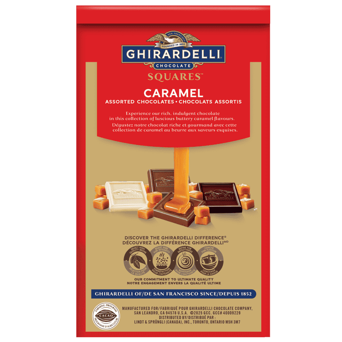Ghirardelli Caramel Assorted Chocolate Squares Bag, 153 Grams