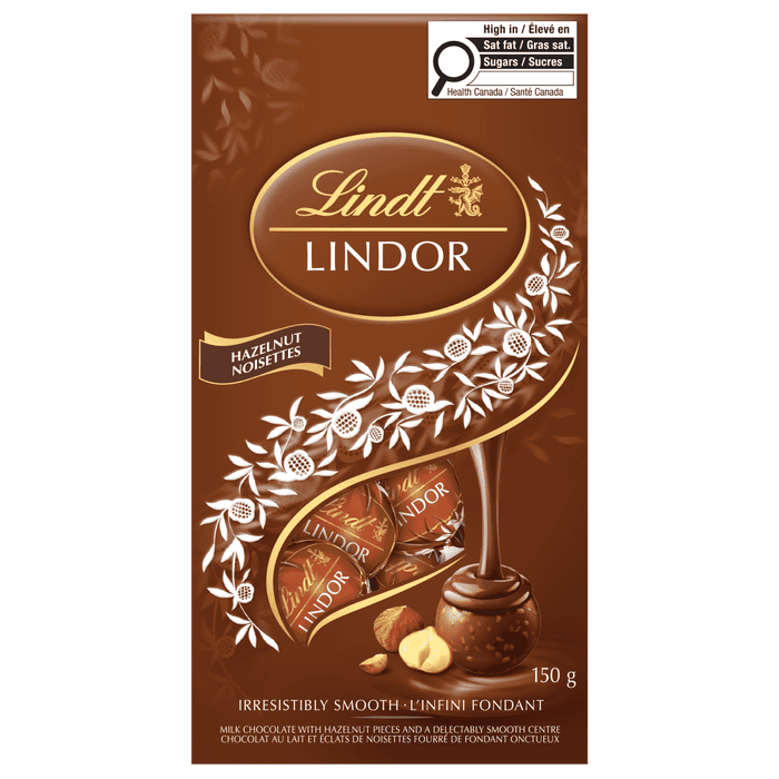 Lindt LINDOR Hazelnut Milk Chocolate Truffles Bag, 150g