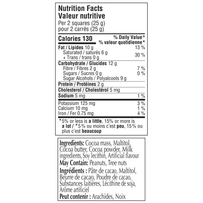 Lindt No Sugar Added Dark Chocolate Bar, 100g