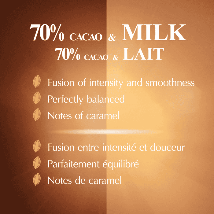Lindt EXCELLENCE Fusion 70% Dark Cacao & Milk Chocolate Bar, 100g