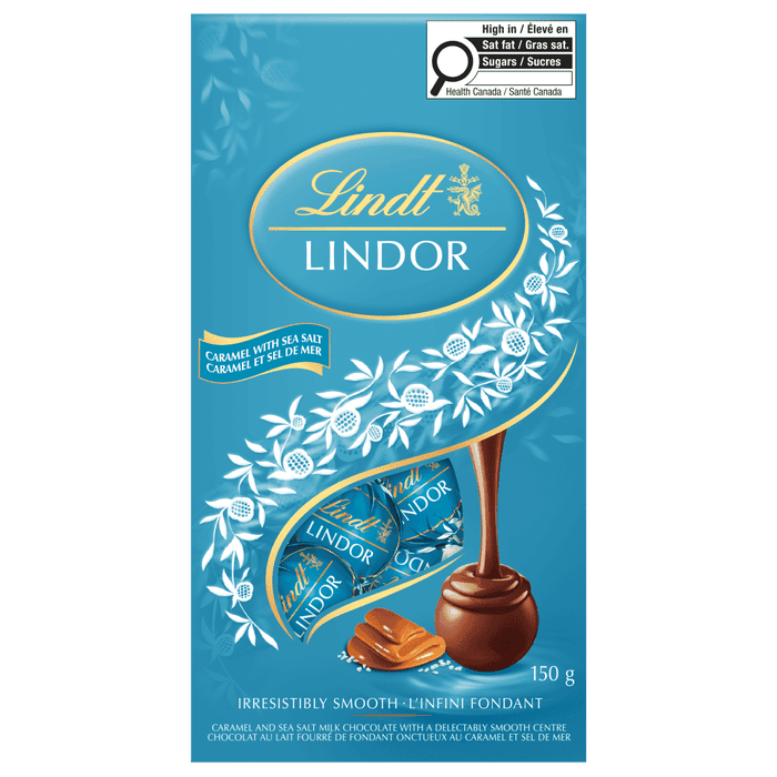 Lindt LINDOR Milk Caramel Sea Salt Chocolate Truffles Bag, 150g