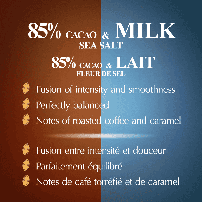 Lindt EXCELLENCE Fusion 85% Cacao Sea Salt & Milk Chocolate Bar, 100g