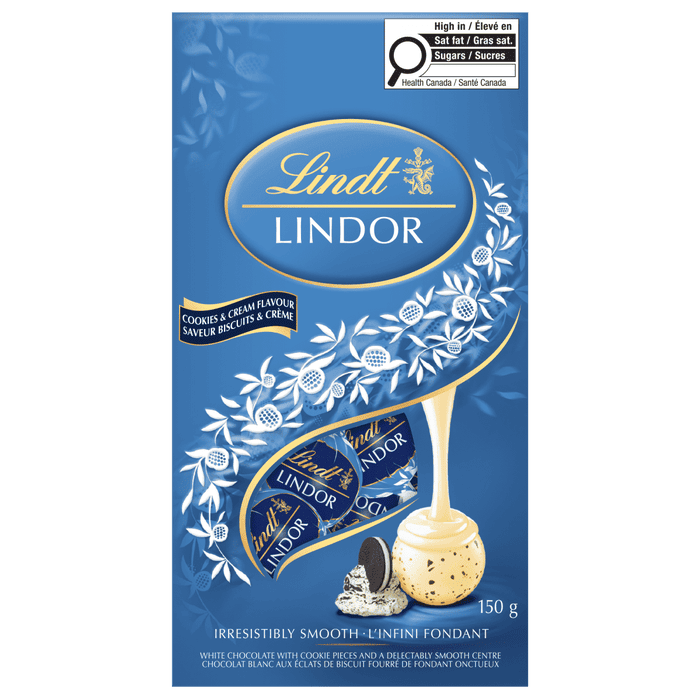 Lindt LINDOR Cookies & Cream Flavour White Chocolate Truffles Bag, 150g