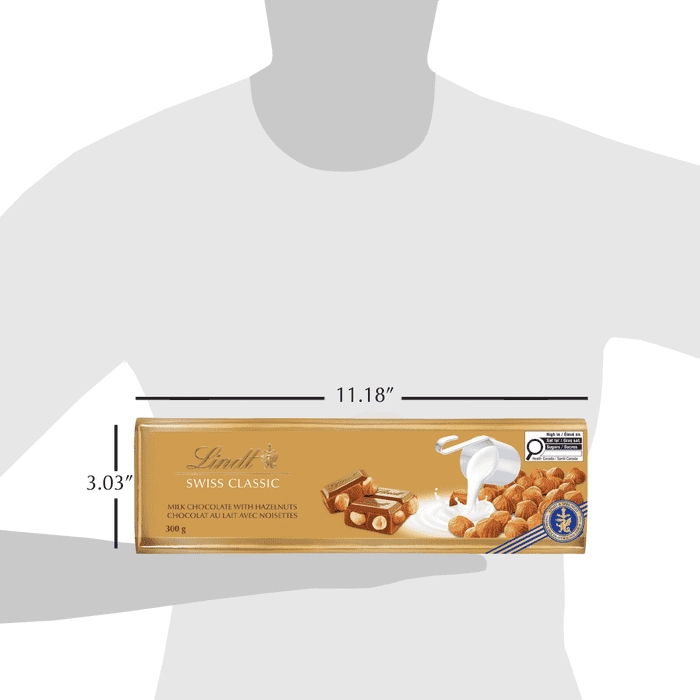 Lindt SWISS CLASSIC Gold Hazelnut Milk Chocolate Bar, 300g