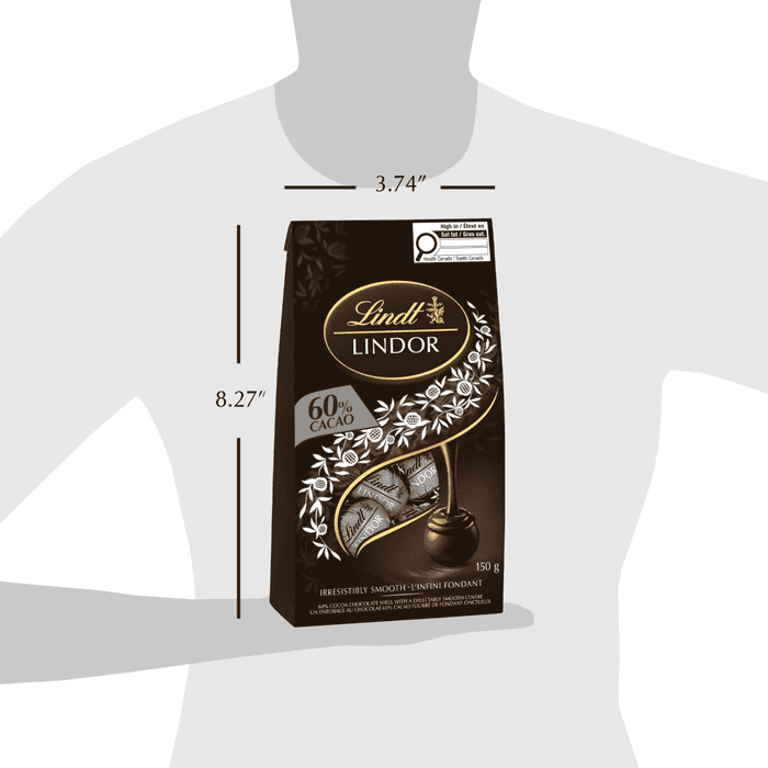 Lindt LINDOR 60% Cacao Chocolate Truffles Bag, 150g