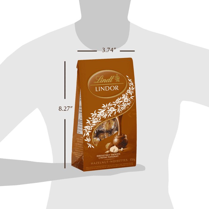 Lindt LINDOR Hazelnut Milk Chocolate Truffles Bag, 150g