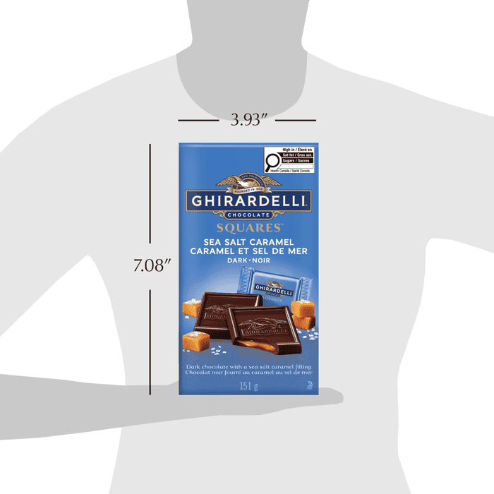 GHIRARDELLI Sea Salt and Caramel Dark Chocolate Squares Bag, 151g