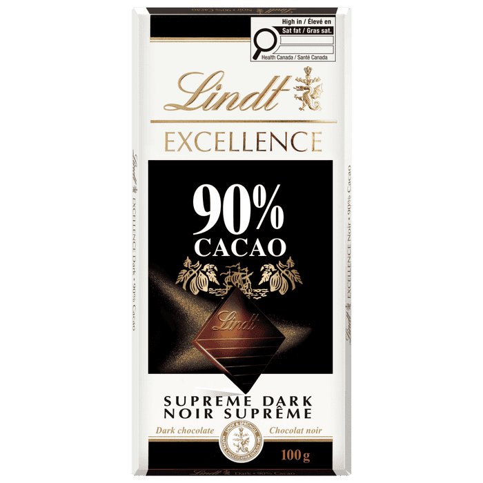 Lindt EXCELLENCE 90% Cacao Dark Chocolate Bar, 100g