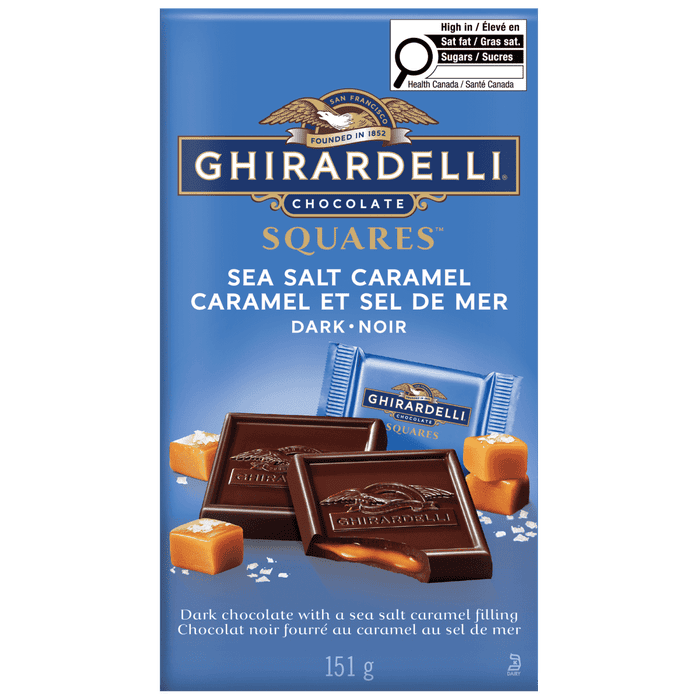 GHIRARDELLI Sea Salt and Caramel Dark Chocolate Squares Bag, 151g