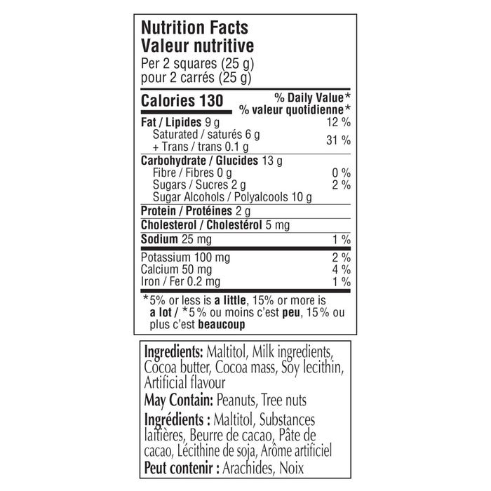 Lindt No Sugar Added Milk Chocolate Bar, 100g