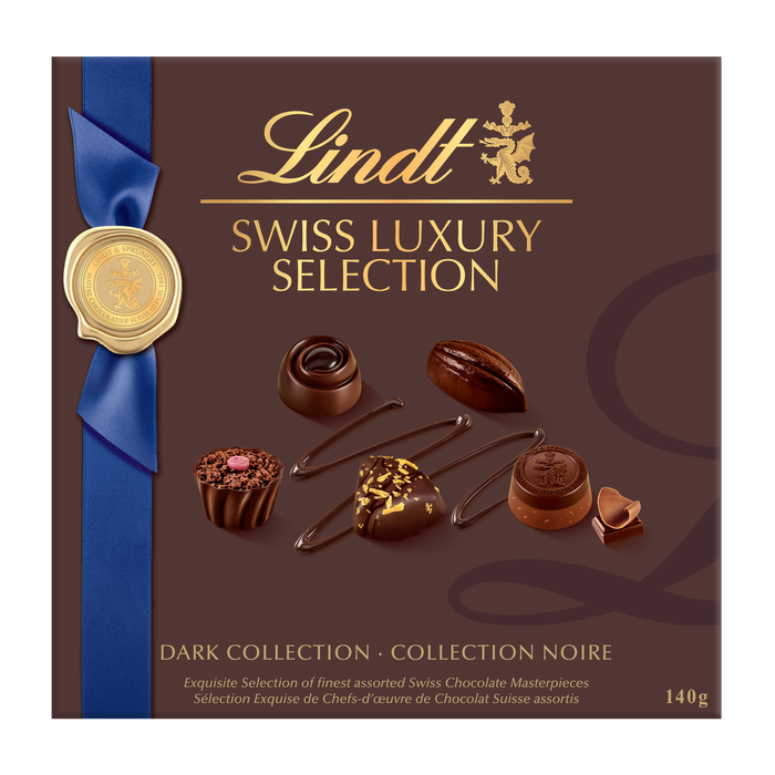 Lindt SWISS LUXURY SELECTION Dark Chocolate Pralines Gift Box, 140g