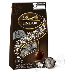 Lindt LINDOR 60% Cacao Chocolate Truffles Bag, 150g