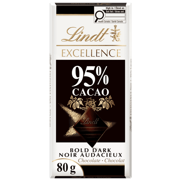 Lindt EXCELLENCE 95% Cacao Dark Chocolate Bar, 80g