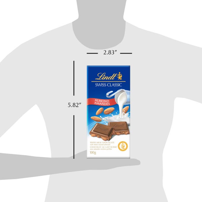 Lindt SWISS CLASSIC Almond Milk Chocolate Bar, 100g