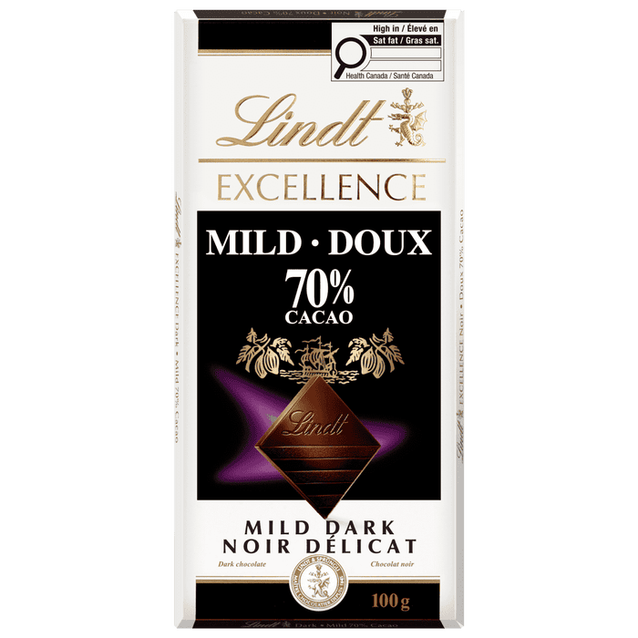 Lindt EXCELLENCE Mild 70% Dark Chocolate Bar, 100g