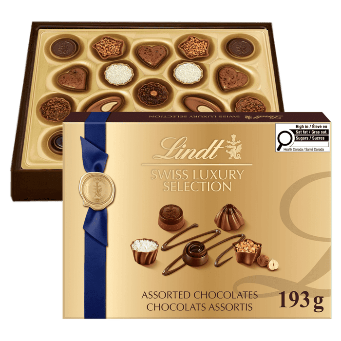 Lindt SWISS LUXURY SELECTION Assorted Chocolate Pralines Gift Box, 193g