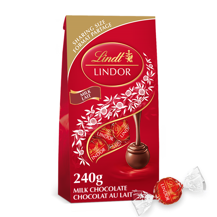 Lindt LINDOR Milk Chocolate Truffles Bag, 240g