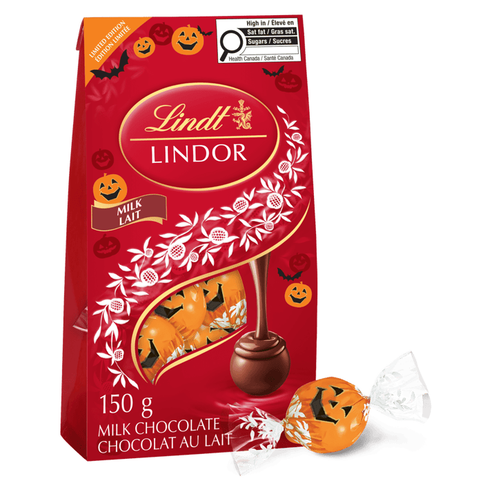 Lindt LINDOR Pumpkin Milk Chocolate Truffles Bag, 150g